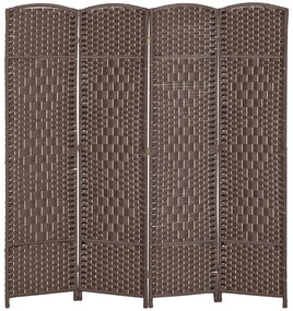HOMCOM Paravent interior din lemn 4 panouri separator de cameră pliabil pentru sufragerie dormitor 180 x 180 cm maro | Aosom Romania