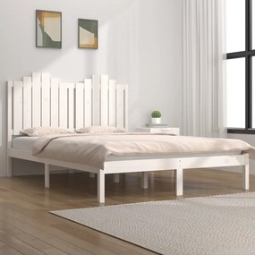 3103759 vidaXL Cadru de pat, alb, 140x190 cm, lemn masiv de pin
