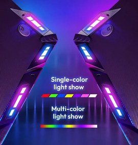 DOWINX Birou de Gaming RGB cu Iluminare Multicoloră și Design din Fibră de Carbon, Telecomanda, Mouse pad impermeabil, 140 cm, Negru