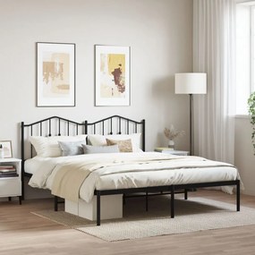 373794 vidaXL Cadru de pat metalic cu tăblie, negru, 183x213 cm