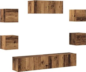 vidaXL Set dulap TV 5 piese din lemn vechi montat pe perete