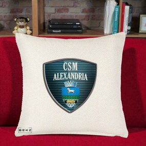 Perna Personalizata CSM Alexandria Fotbal, 40x40 cm, Crem Reliefat, Husa Detasabila, Perna Inclusa, BEKZ®