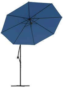 Umbrela suspendata cu LED si stalp din otel, azuriu, 300 cm Azur, 300 cm