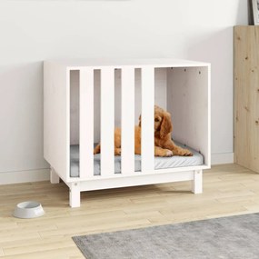 vidaXL Casă pentru câini, alb, 70x50x62 cm, lemn masiv de pin