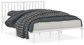 374485 vidaXL Cadru de pat metalic cu tăblie, alb, 135x190 cm