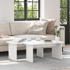 vidaXL Masă de cafea 2 pcs Alb 100 x 69 x 35.5 cm Lemn de brad solid