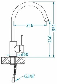 Baterie de chiuvetă ALVEUS 1129036 ROXA 35,1 cm bej