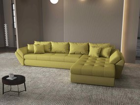 Colțar extensibil dumonde cu ladă de depozitare si sezut confortabil din spuma high-density, Loana XL Enjoy Verde II 335x185 cm