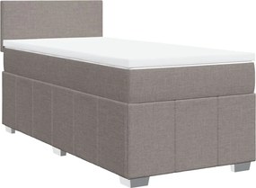 vidaXL Pat box spring cu saltea, gri taupe, 90x190 cm, textil