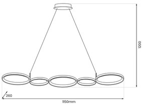 Lustră LED pe cablu OLYMPIA 5xLED/10W/230V gri