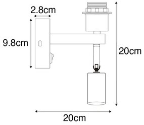 Lampa de perete moderna neagra cu lumina de citit - Brescia
