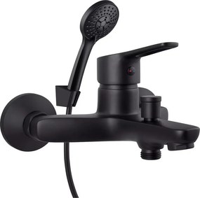 Baterie cada-dus Rubineta Uno monocomanda negru mat cu set de dus para 3 functii