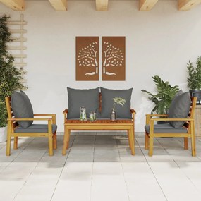 3211796 vidaXL Set mobilier de grădină cu perne, 4 piese, lemn masiv de acacia