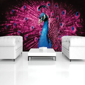Fototapet - Păun cu pene roz (152,5x104 cm)