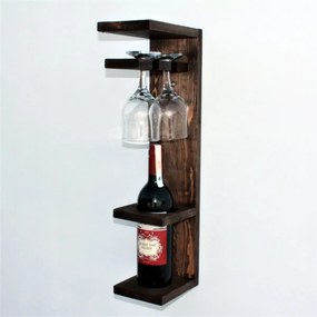 Suport sticla vin din lemn 1001 Homs 12 x 55 x 15 cm, Maro