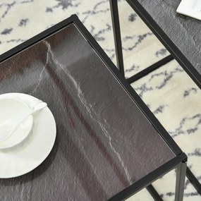 HOMCOM Set de 3 Măsuțe Suprapuse Negre, Mese Laterale Stivuibile pentru Canapea, Design Modern și Versatil | Aosom Romania