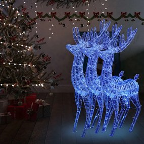 Ren de Craciun 250 LED-uri, 3 buc., albastru, 180 cm, acril XXL 3, Albastru, 96 x 40 x 180 cm
