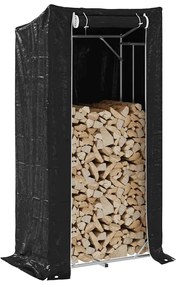 vidaXL Suport pentru lemne de foc cu capac de ploaie Oțel galvanizat