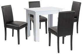 Set de masă Leon 4+1 alb-negru