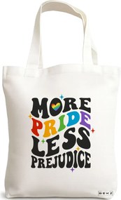 Sacosa de Panza pentru Cumparaturi, Geanta Tote, model More pride less prejudice 38 x 34.5 cm, Alba, BEKZ®