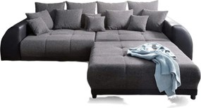 Canapea extensibilă dumonde cu 2 lăzi de depozitare si sezut confortabil din spuma high-density, Verona Magma Black 310x100 cm cu taburet inclus