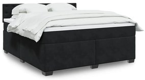 vidaXL Pat box spring cu saltea, negru, 180x200 cm, catifea