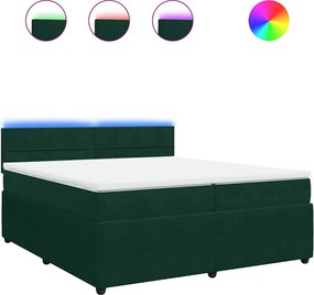 vidaXL Pat box spring cu saltea, verde închis, 200x200 cm, catifea
