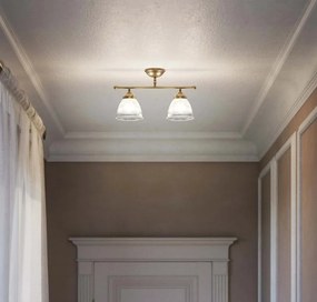 Lustra stil neoclasic din alama si abajur ceramic Elide