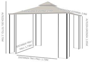 Pavilion de gradina cu acoperis dublu Outsunny 3x3m, bej | Aosom RO