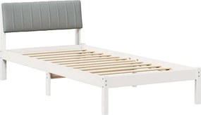 vidaXL Cadru de pat Alb și gri deschis 90 x 200 cm Lemn masiv de pin