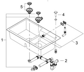 GROHE 31649AP0 - Chiuvetă K500, 860 × 500 mm, din granit, neagră