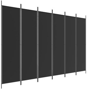 350193 vidaXL Paravan de cameră cu 6 panouri, negru, 300x200 cm, textil