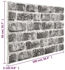Panouri de perete 3D, model caramida, gri inchis, 10 buc., EPS 10, dark grey and white