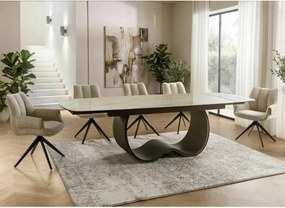 Masa extensibilă Casablanca Ceramic bej lucios/cupru L198-274xl98 cm