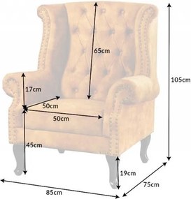 Fotoliu stil englezesc Chesterfield, catifea galben mustar