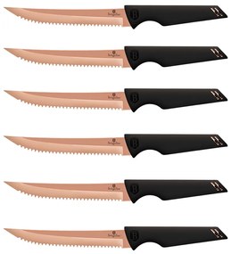 Set 6 cutite pentru friptura, lungime lama 12.5 cm,  Black Rose Berlinger Haus BH 2650