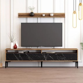 Comoda TV Istanbul - Walnut, Negru Marble