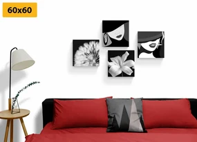 Set tablouri doamne în design alb-negru