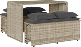 vidaXL Set mobilier de grădină cu perne, 3 piese,gri deschis,poliratan