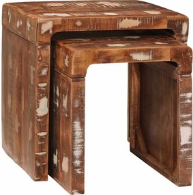 vidaXL Mese în cuiburi 2 pcs Maro 46 x 40 x 46 cm Lemn recuperat masiv