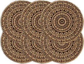 vidaXL Naproane, 6 buc., maro închis, 38 cm, iută, rotund