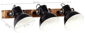 Lampa de perete industriala, negru, 65 x 25 cm, E27 1, Negru, 3 la rand