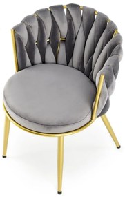 Scaun K517 velvet gri/auriu