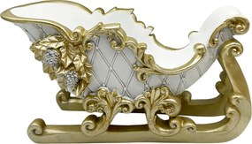 Figurina Sanie de Craciun alba cu elemente aurii IMPERIALE, 28cm