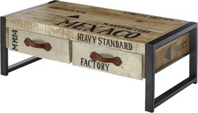 Masuta Mexaco, stejar/negru, lemn/metal, 115x60x40 cm