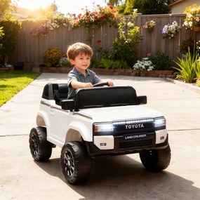 AIYAPLAY Mașină Electrică pentru Copii TOYOTA Land Cruiser 12V cu Telecomandă, Vârsta 3-6 Ani, Alb | Aosom Romania