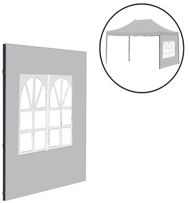 Foișor de grădină cu fereastră perete lateral prelată 3x4 m gri