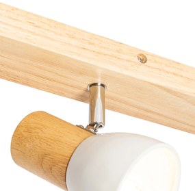 Plafoniera cu spoturi din lemn cu alb reglabil 4 lumini - Thorin