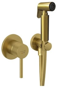 Set de dus pentru igiena intima, Kludi Bozz, baterie incastrata, para, agatatoare, furtun 125cm, auriu periat, 38998N076
