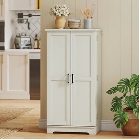 HOMCOM Dulap de Bucătărie Tip Cămară, Rustic, cu 12 Rafturi pentru Condimente, Rafturi Reglabile, 2 Uși, pentru Sufragerie și Living, 60x40x120 cm, Crem | Aosom Romania